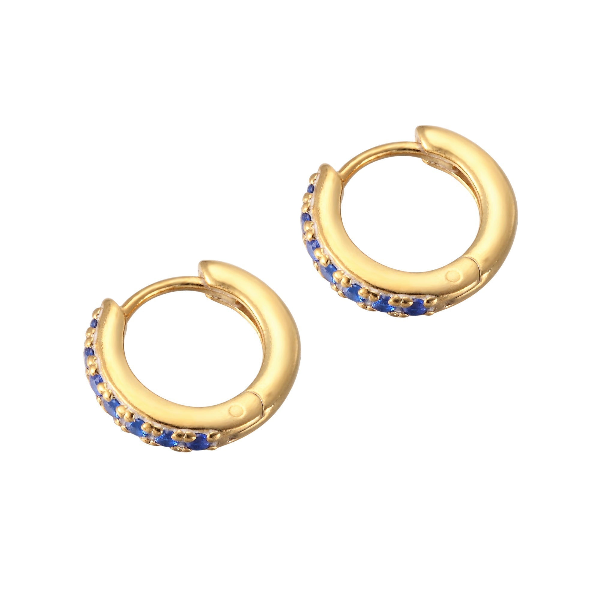 sapphire gold hoop earrings - seolgold