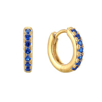 sapphire - tiny gold hoops - seol-gold