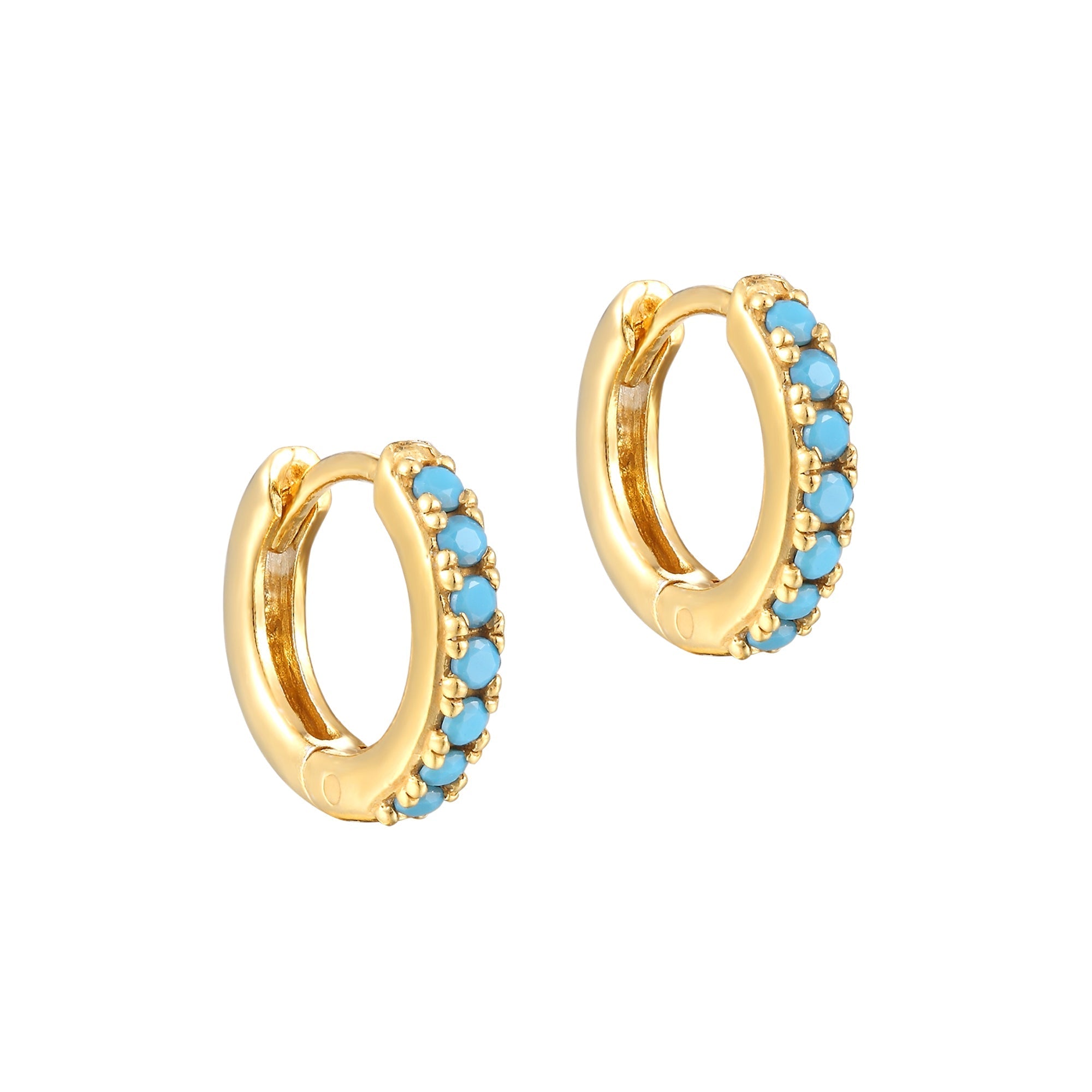 Turquoise - gold Hoops - seol-gold