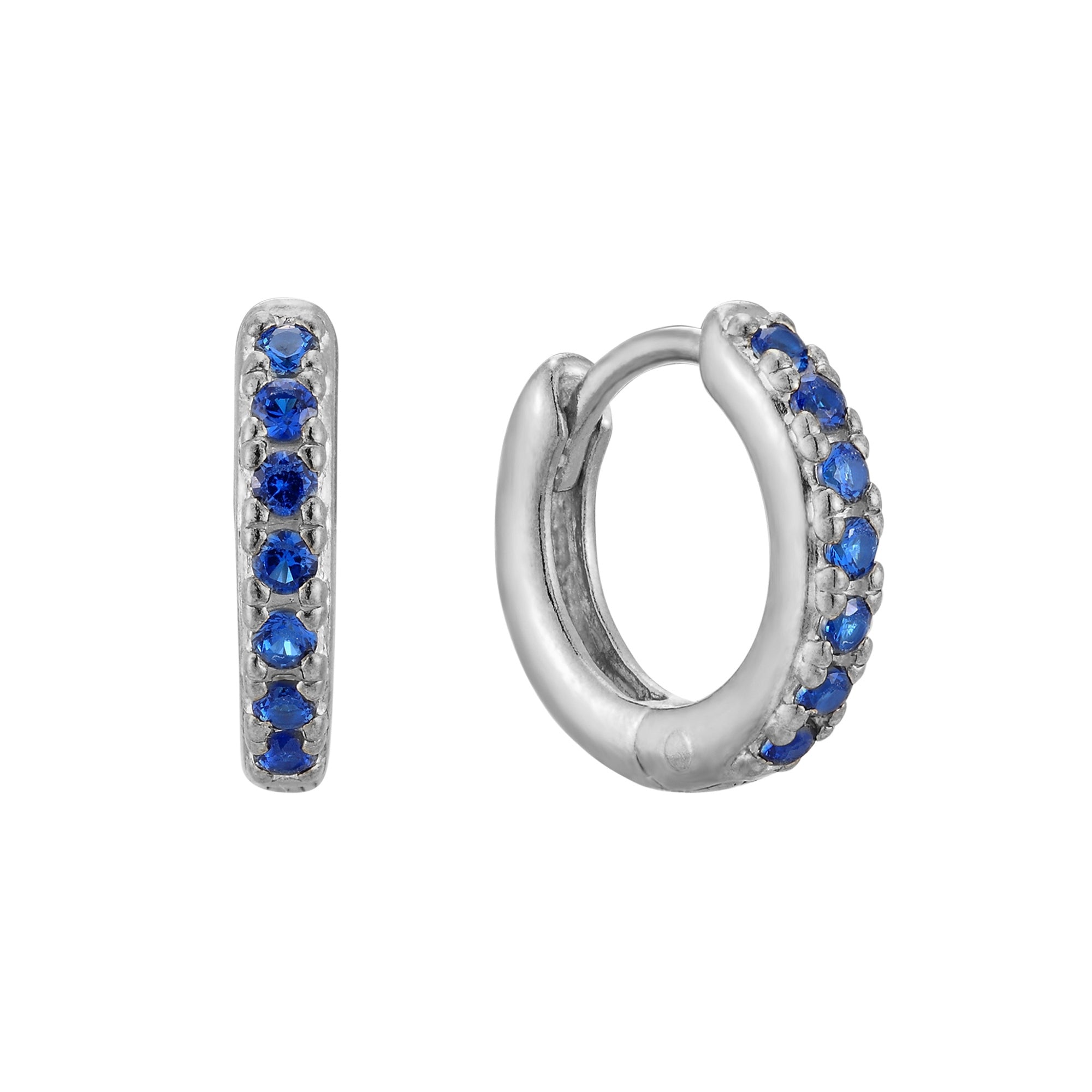 Sterling Silver Sapphire CZ Huggie Hoops - seolgold