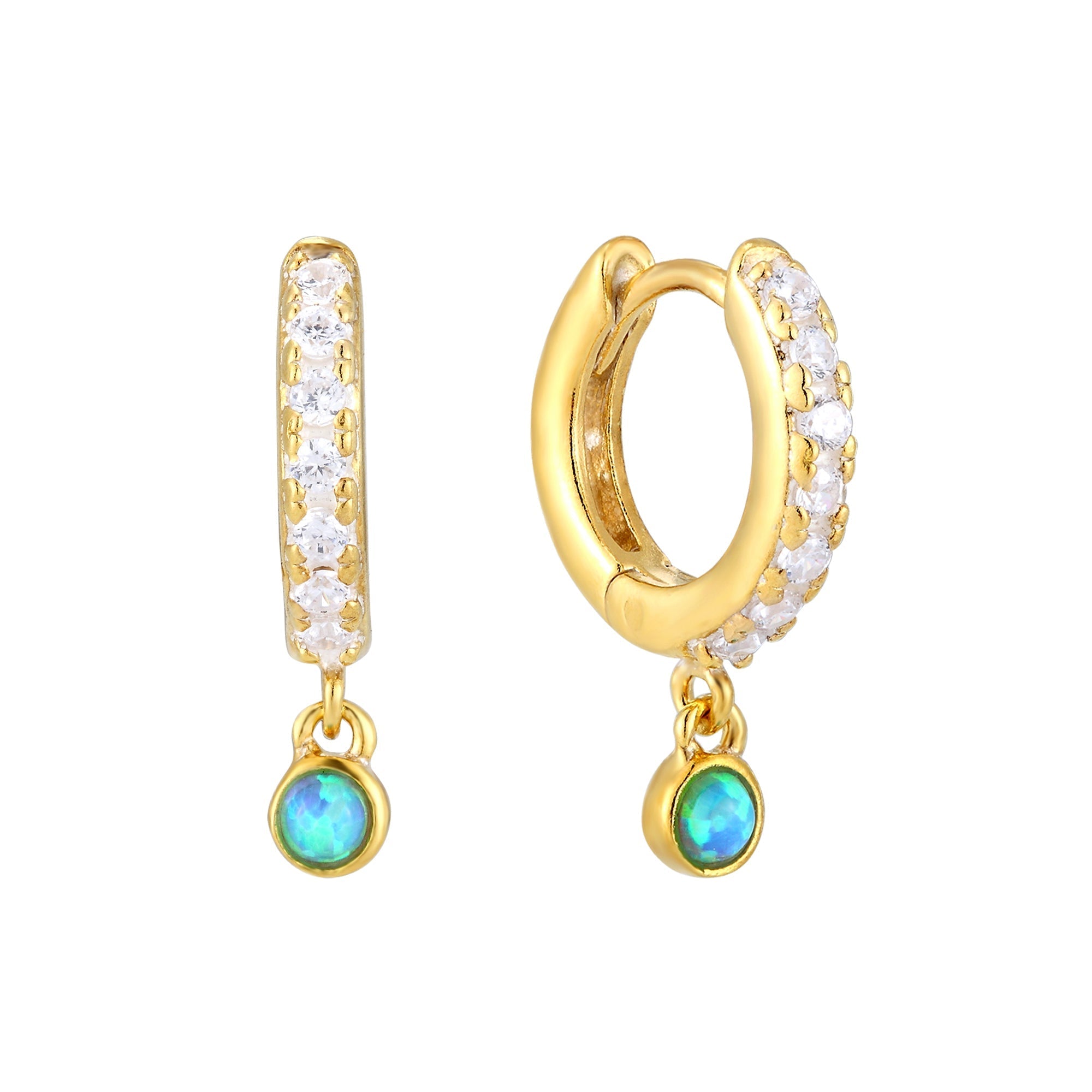 Opal Charm Hoops - seol-gold