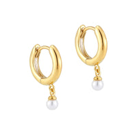 pearl gold hoop earrings - seol gold