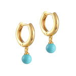 18ct Gold Vermeil Turquoise Drop Charm Hoops