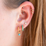 turquoise charm - gold hoops - seolgold