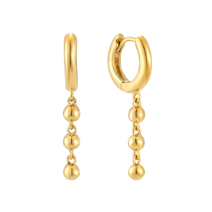 gold - bead charm hoops - seolgold