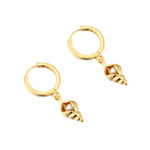gold pearl charm hoops - seolgold
