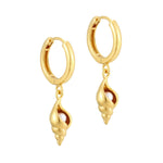 gold pearl hoop earrings - seolgold