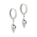 Sterling Silver Pearl Shell Charm Hoops