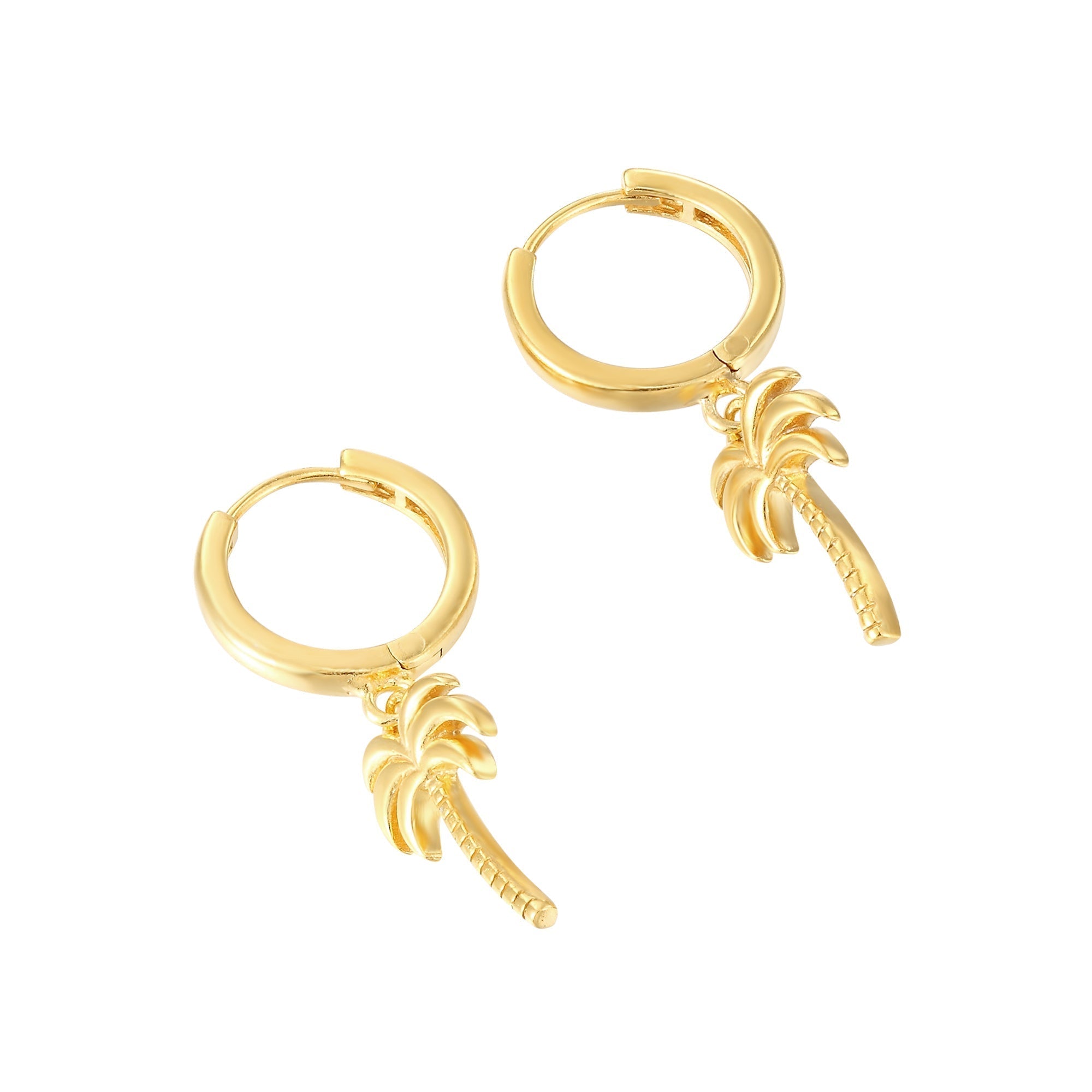 Palm Tree - tiny gold Hoops - seol-gold