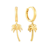 Palm Tree Charm Hoops - seol-gold