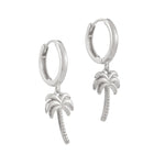 Sterling Silver Palm Tree Charm Hoops