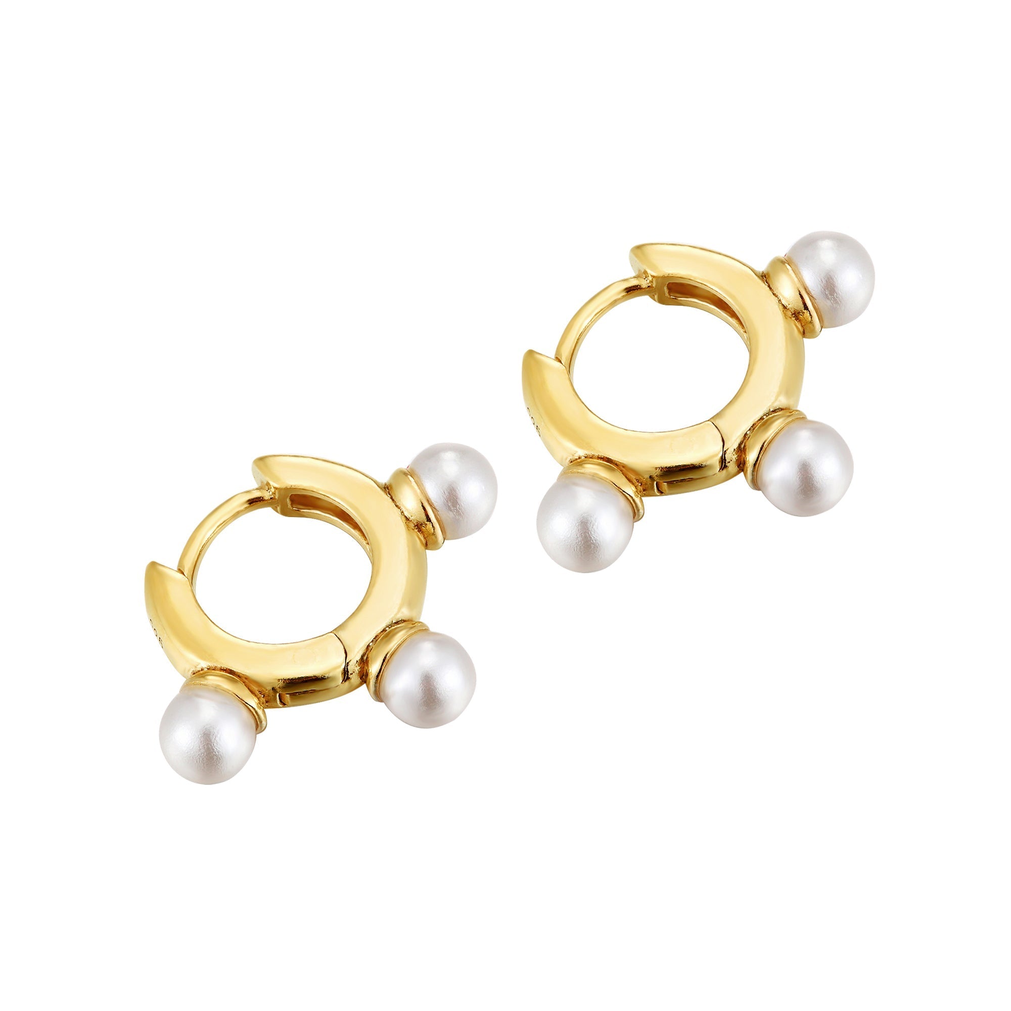 tiny gold pearl hoops - seol-gold