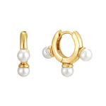 tiny gold pearl huggie hoops - seol-gold