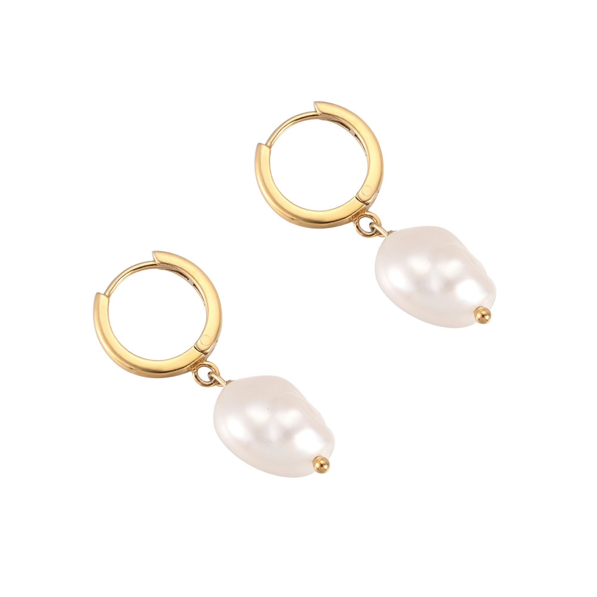 Pearl hoops - 18ct Gold Vermeil Earrings - seolgold