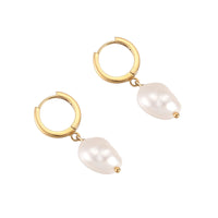 Pearl hoops - 18ct Gold Vermeil Earrings - seolgold