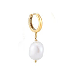 18ct Gold Vermeil Baroque Pearl Hoop Earrings (Mens)