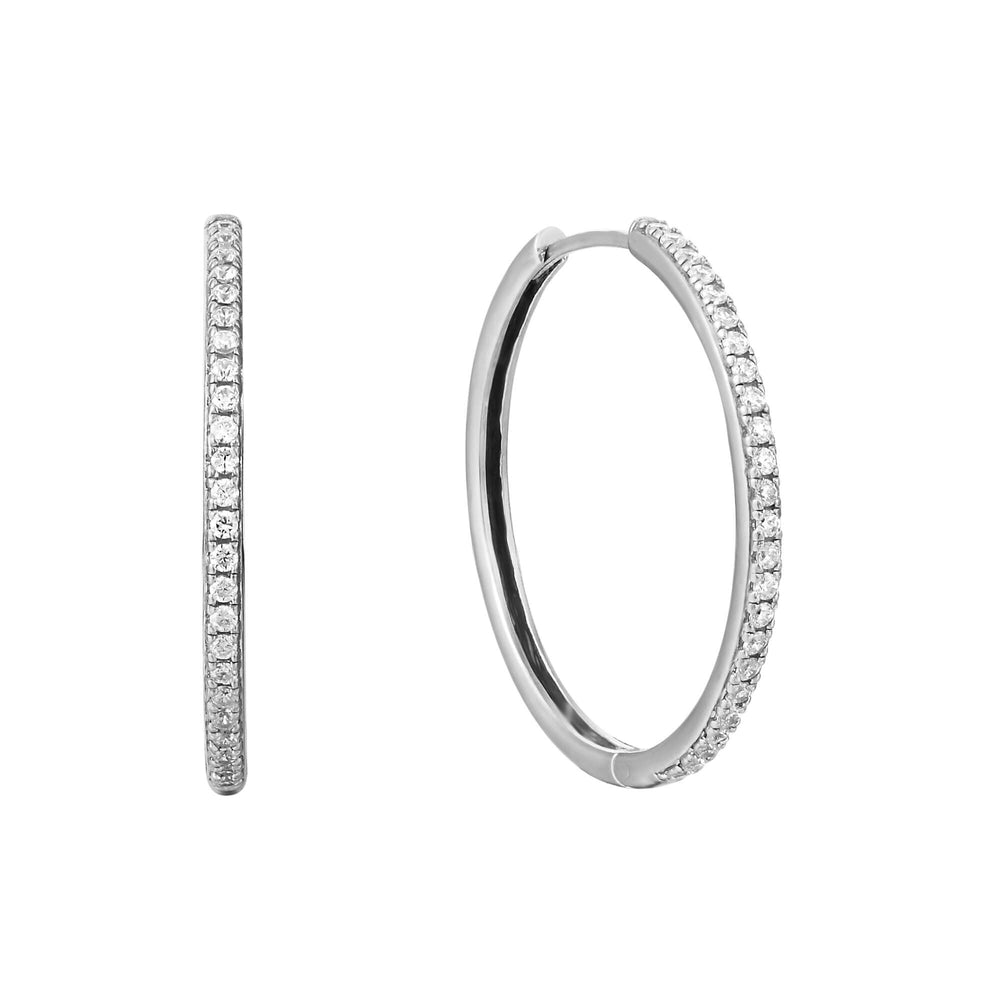 Sterling Silver CZ Large Hoops