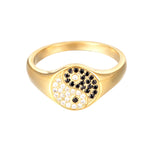 18ct Gold Vermeil Yin Yang CZ Ring