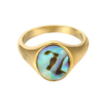 18ct Gold Vermeil Abalone Shell Signet Ring (Mens)