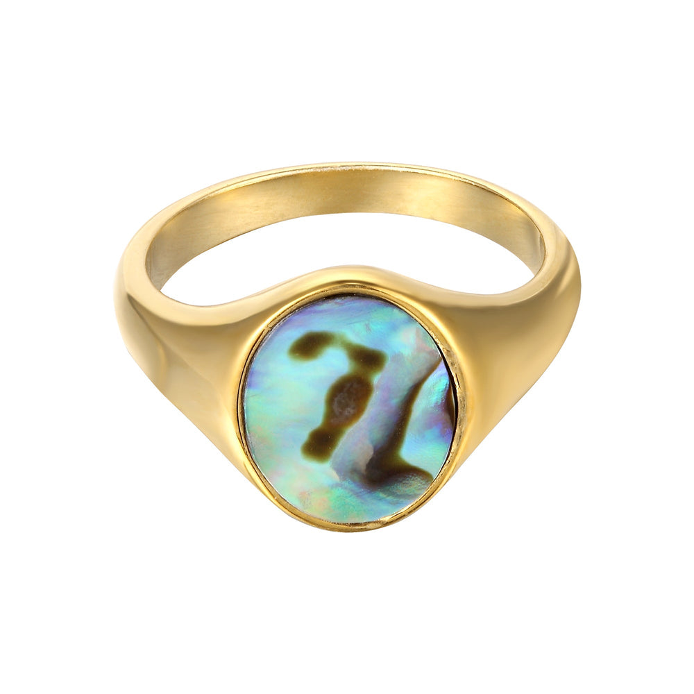 18ct Gold Vermeil Abalone Shell Signet Ring