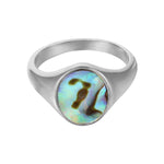 Sterling Silver Abalone Shell Signet Ring (Mens)