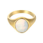 18ct Gold Vermeil Mother Of Pearl Signet Ring