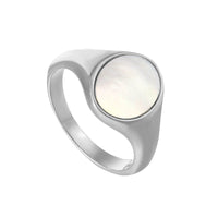 Sterling Silver Mother Of Pearl Signet Ring - seolgold