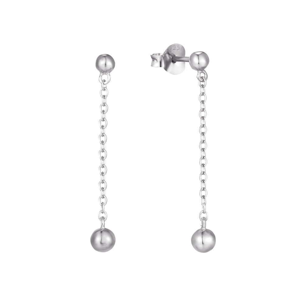 Sterling Silver Bead Chain Stud Earrings