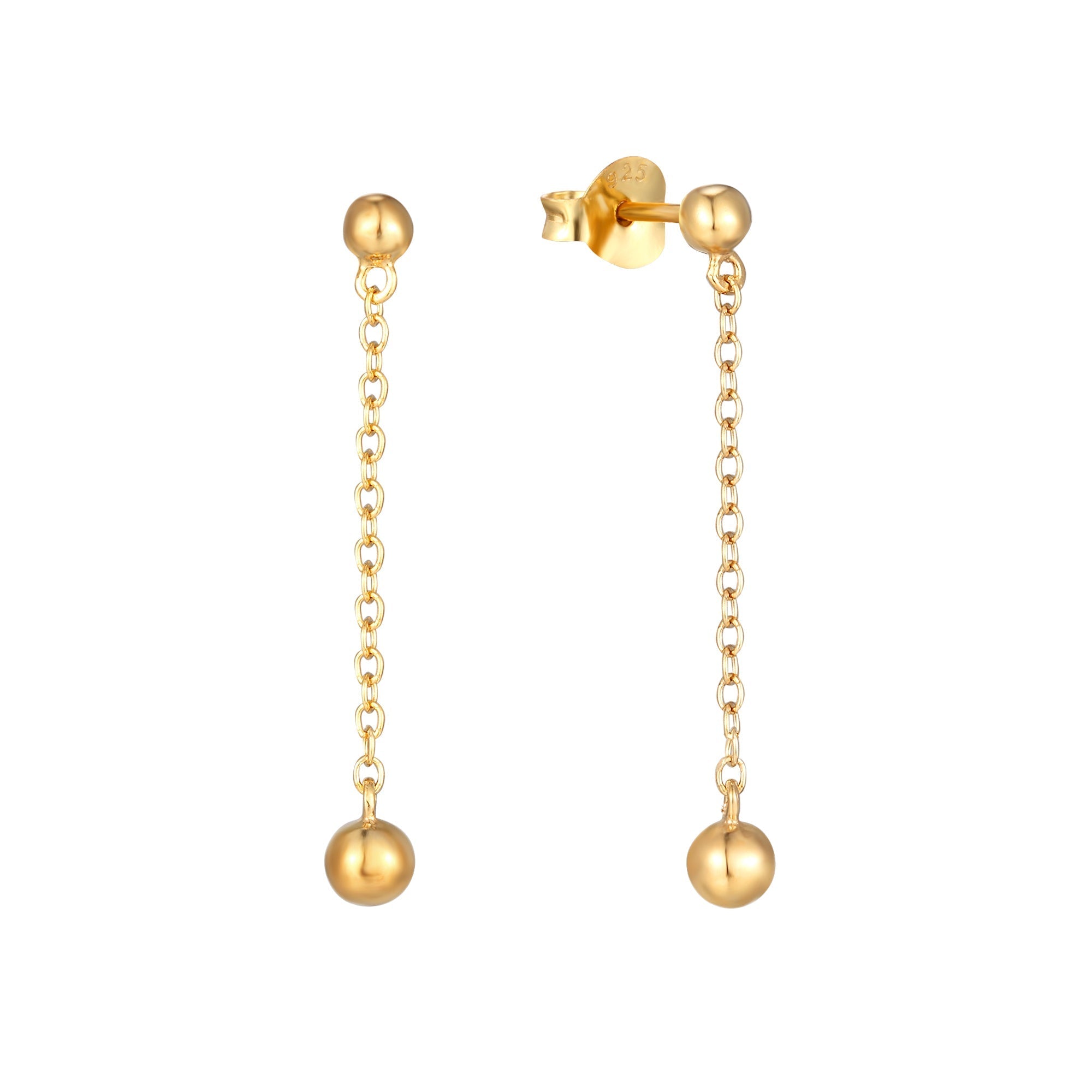 Bead Chain Stud Earrings - seol-gold