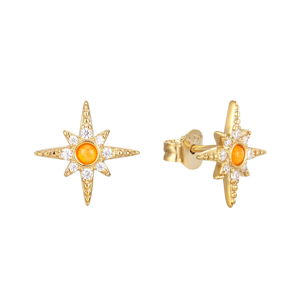 18ct Gold Vermeil North Star Opal Stud Earrings