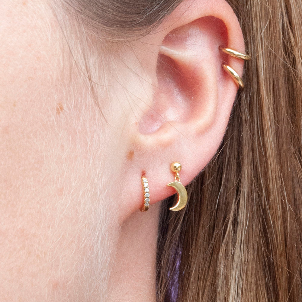 silver Moon Stud Earrings - seol-gold