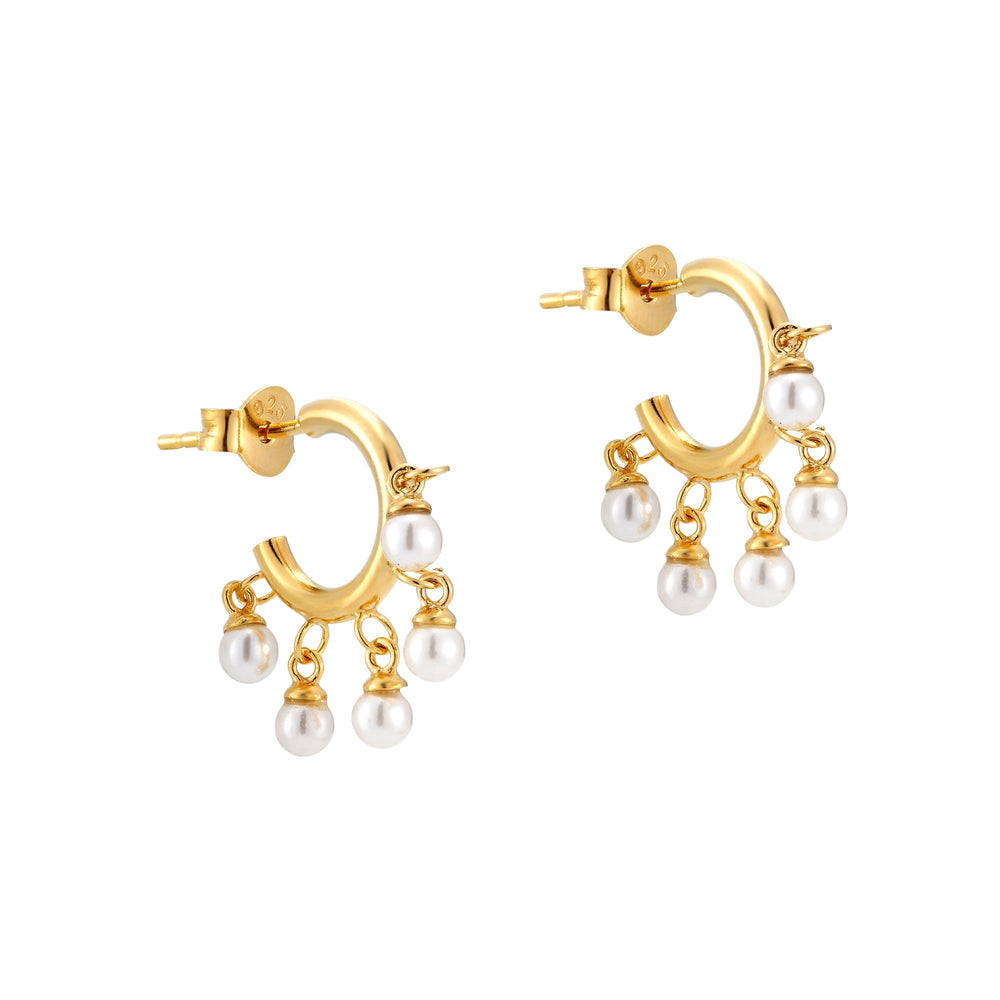 18ct Gold Vermeil Pearl Charm Earrings