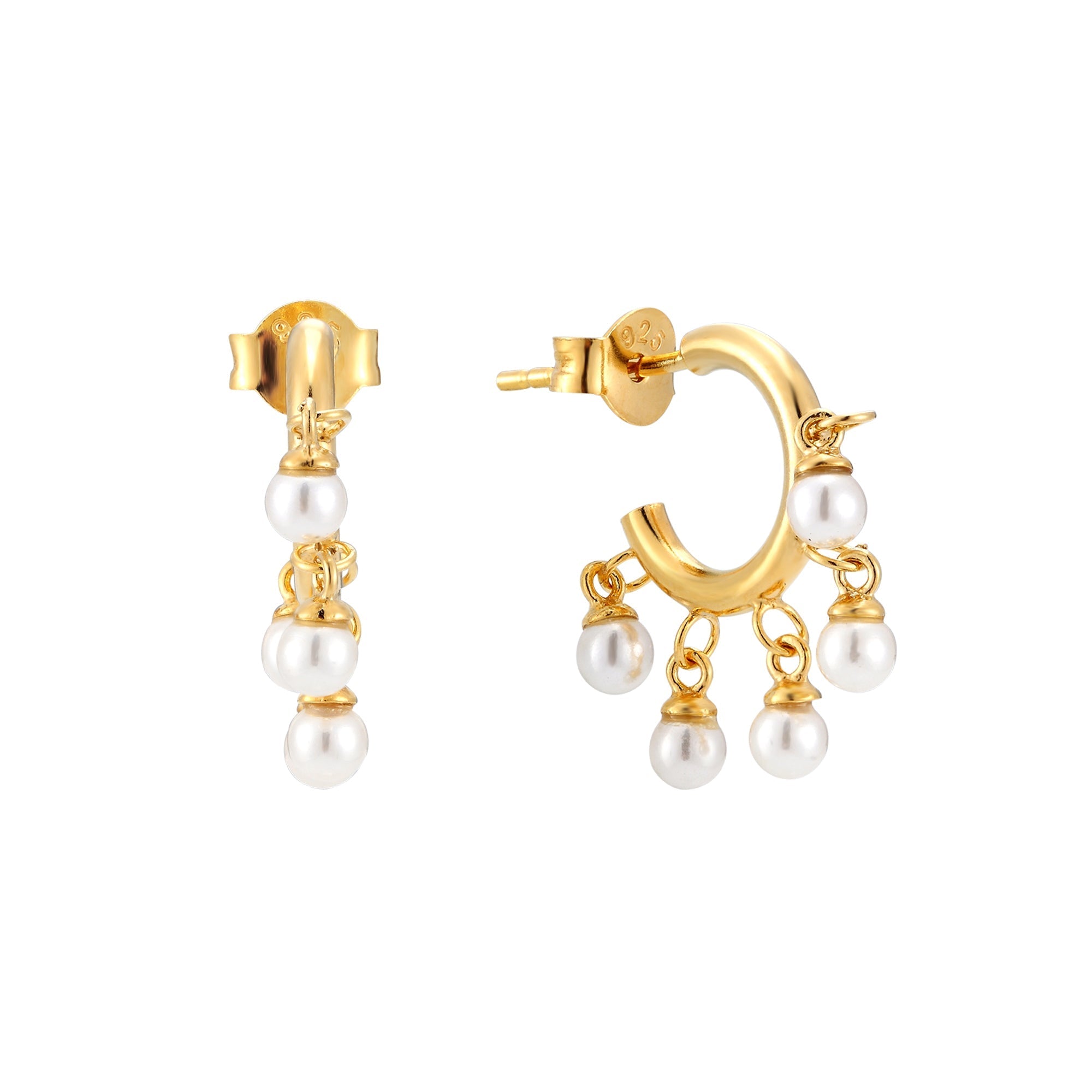 gold pearl hoop earrings - seolgold