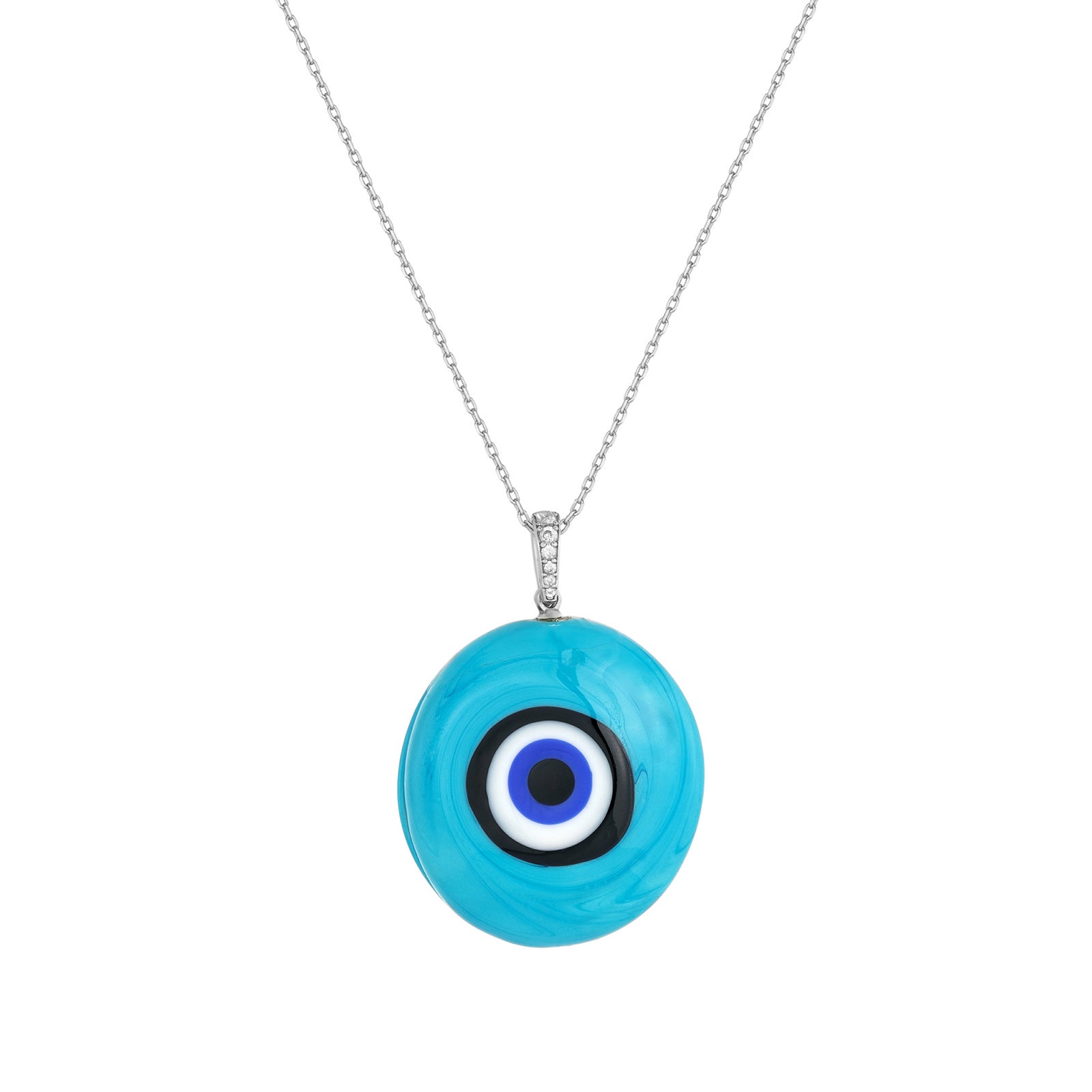 silver - evil eye - necklace - seolgold