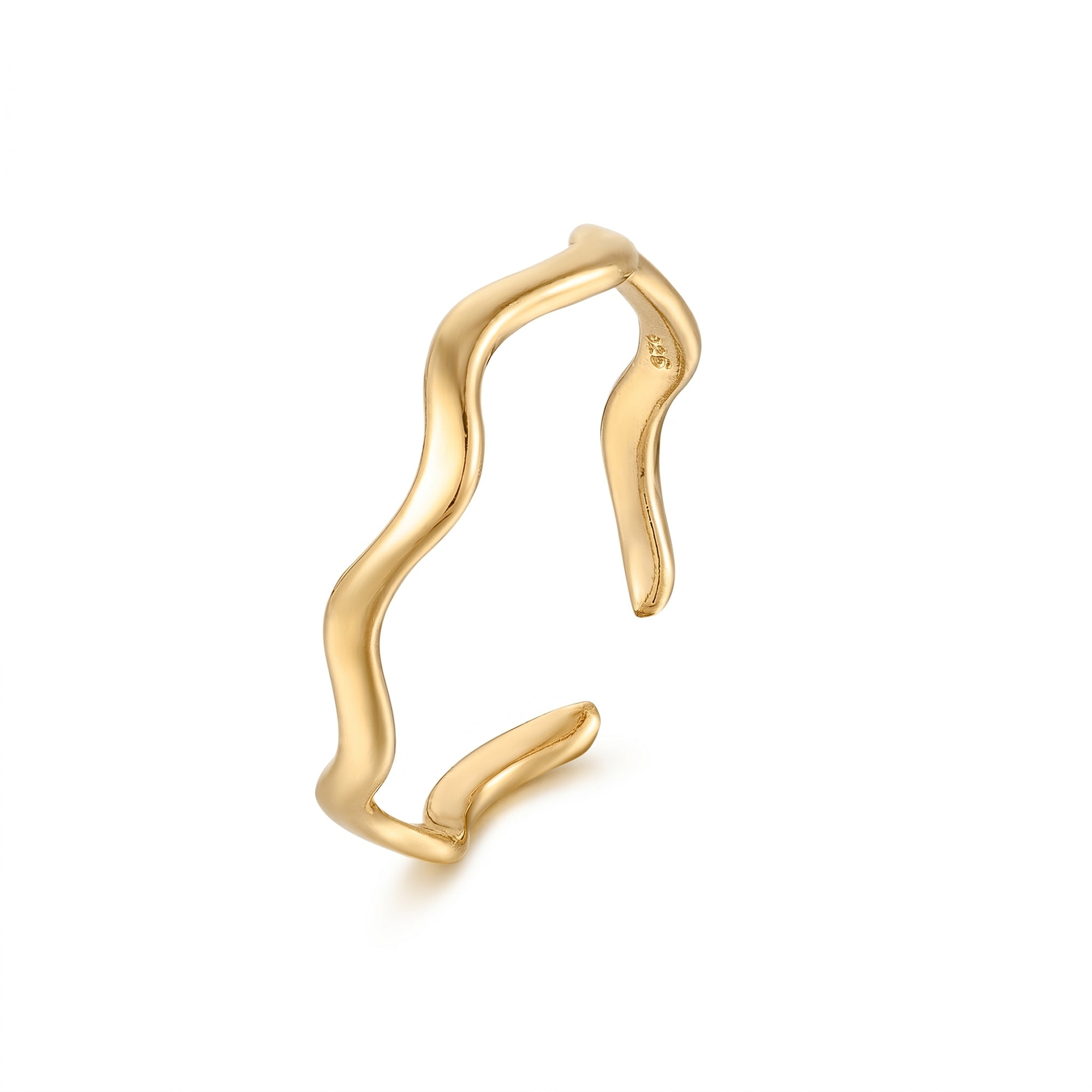 Gold open cuff bracelet on a white background - seolgold