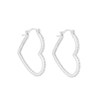 Sterling Silver Pave Heart Hoops