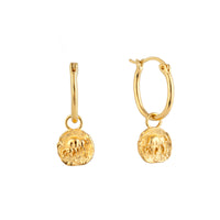18ct Gold Vermeil Taurus Star Sign Charm Hoop Earrings - seolgold