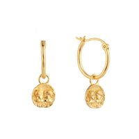 18ct Gold Vermeil Gemini Star Sign Charm Hoop Earrings - seolgold