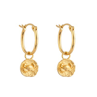 18ct Gold Vermeil Cancer Star Sign Charm Hoop Earrings - seolgold