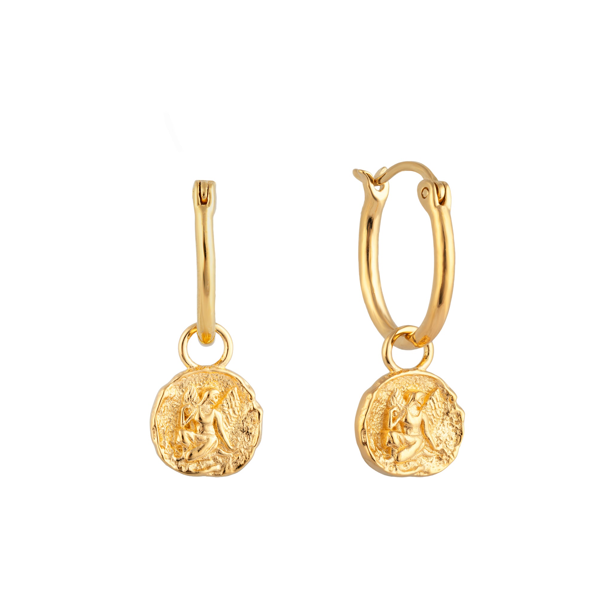 18ct Gold Vermeil Virgo Star Sign Charm Hoop Earrings - seolgold