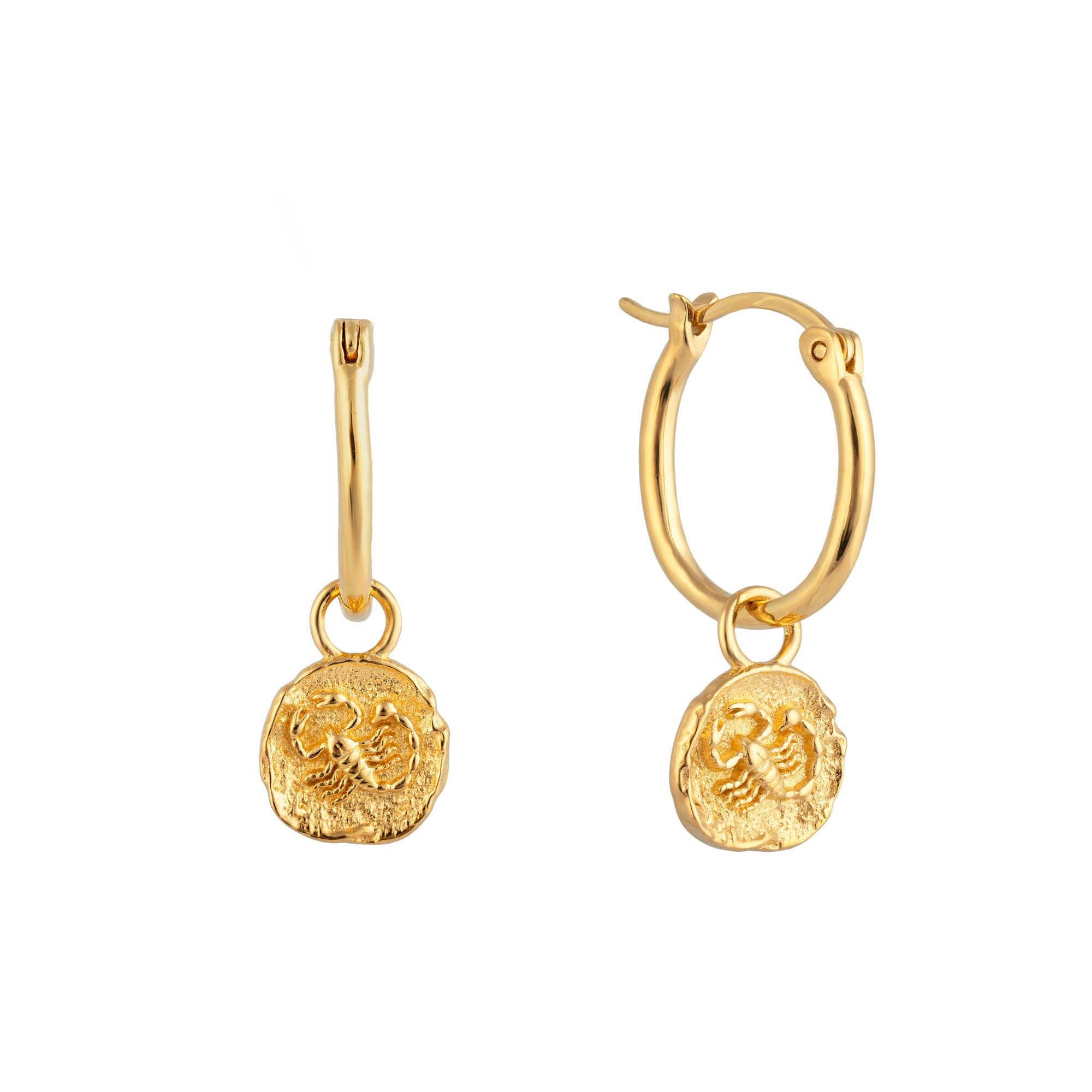 18ct Gold Vermeil Scorpio Star Sign Charm Hoop Earrings - seolgold