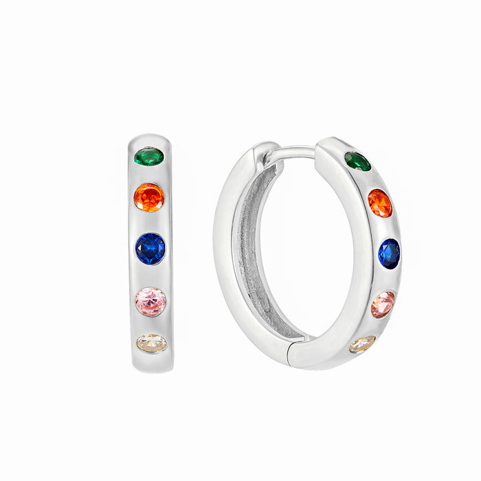 large silver rainbow hoops - seolgold