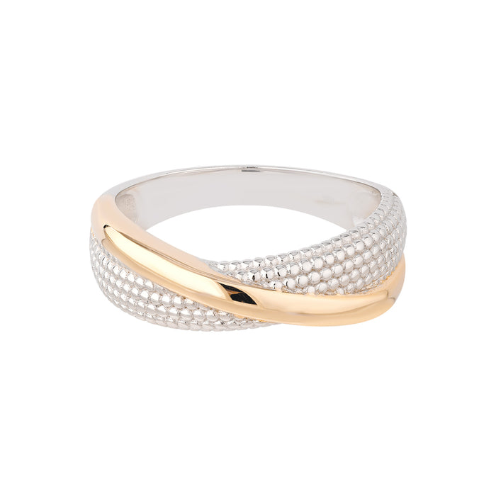 Two-tone ring with gold and silver design on a white background - Seol Gold