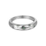 Sterling Silver Starry Emerald Domed Ring