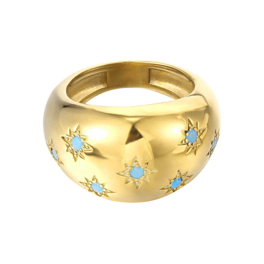 18ct Gold Vermeil Turquoise Domed Ring