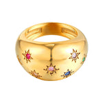18ct Gold Vermeil Rainbow CZ Domed Ring