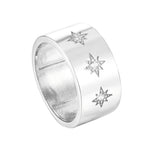 Sterling Silver Triple CZ Wide Band