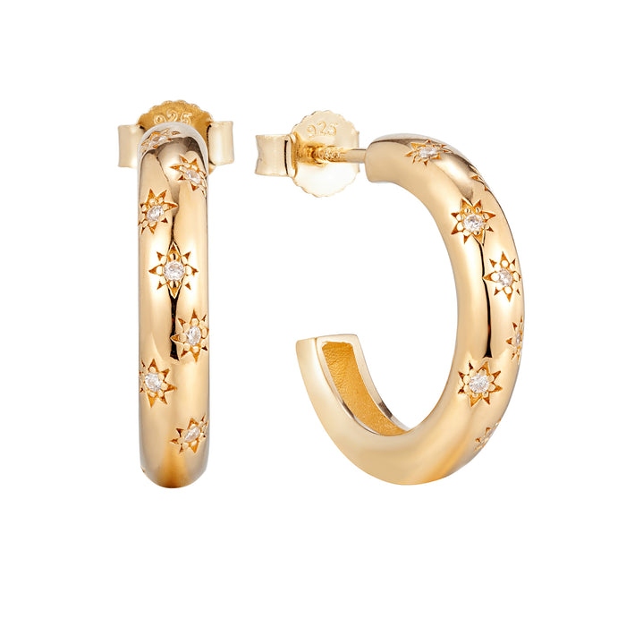 Starry hoop studs - seolgold