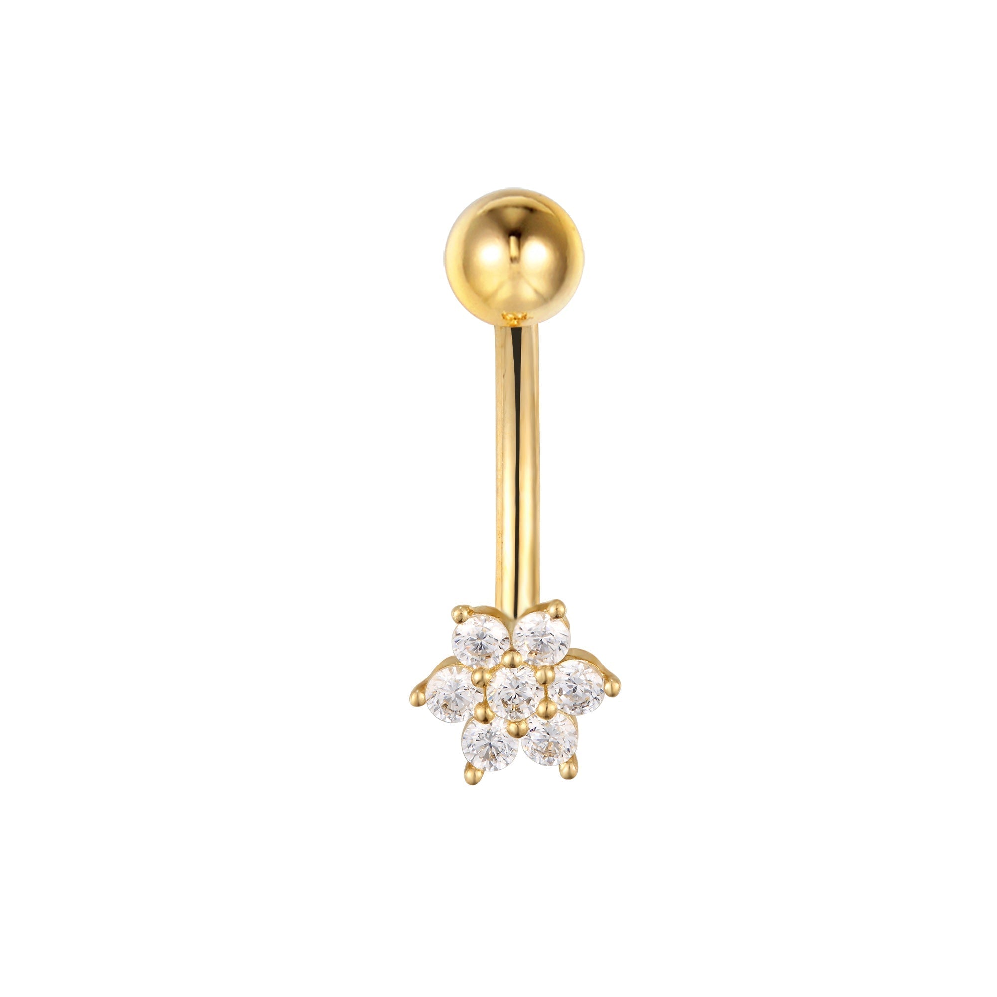 18ct Gold Plated Flower Belly Bar