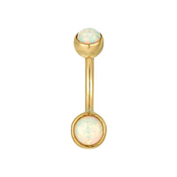 9ct Solid Gold Opal Belly Bar - seolgold
